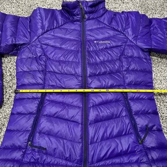 Women's COLUMBIA Omni-Heat Goose Down, Feather Jacket, Medium, Purple, Pre-owned - Picture 14 of 14